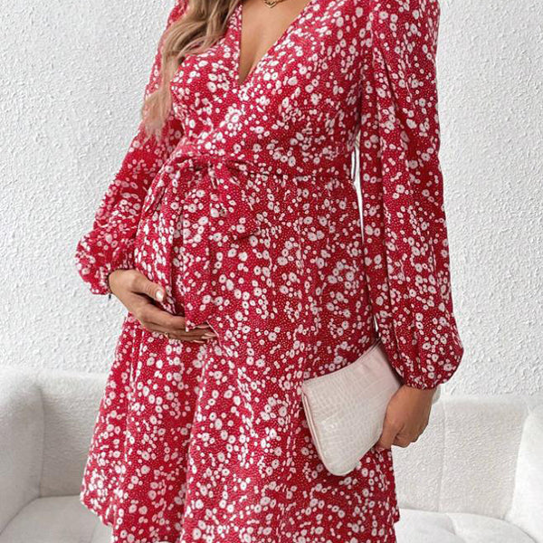 Beaumama robe courte grossesse vacances imprimé fleurie ceinture trapèze femme enceinte