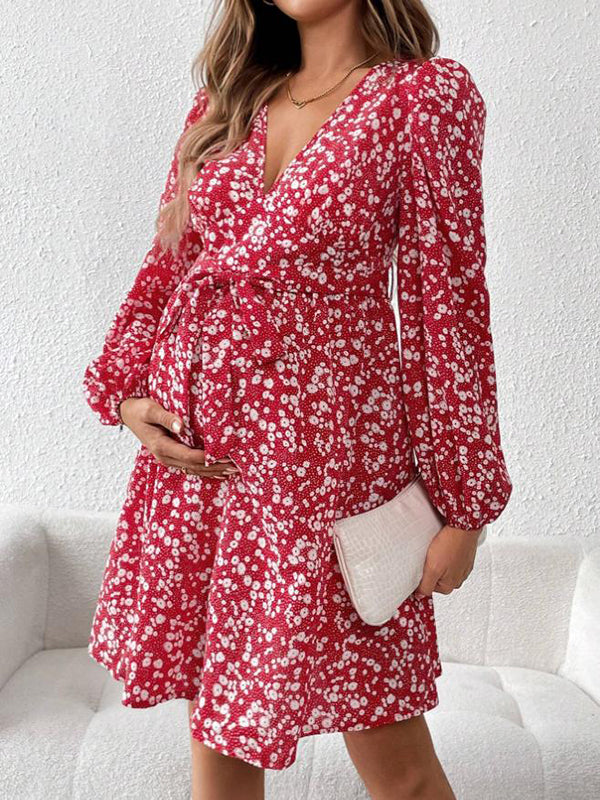 Beaumama robe courte grossesse vacances imprimé fleurie ceinture trapèze femme enceinte