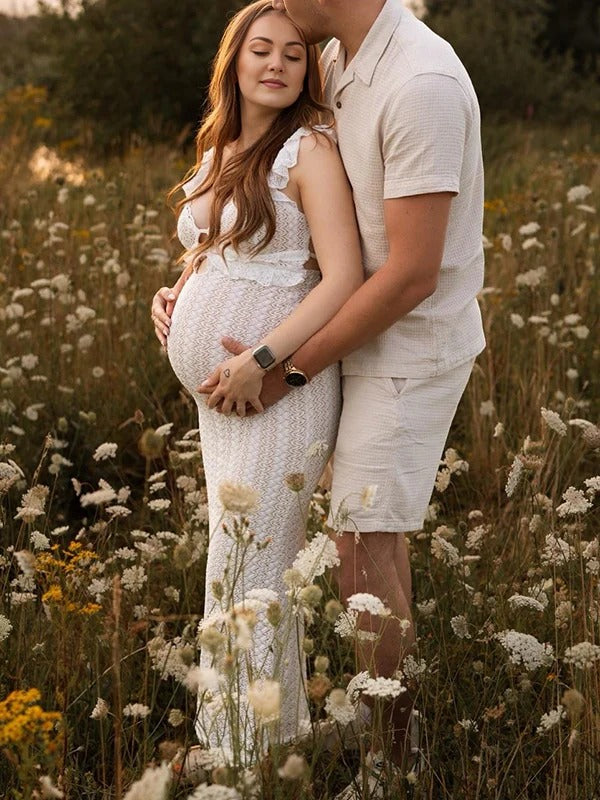 Beaumama robe longue grossesse élégant vacances volants moulante dos nu enceinte shooting babyshower femme enceinte