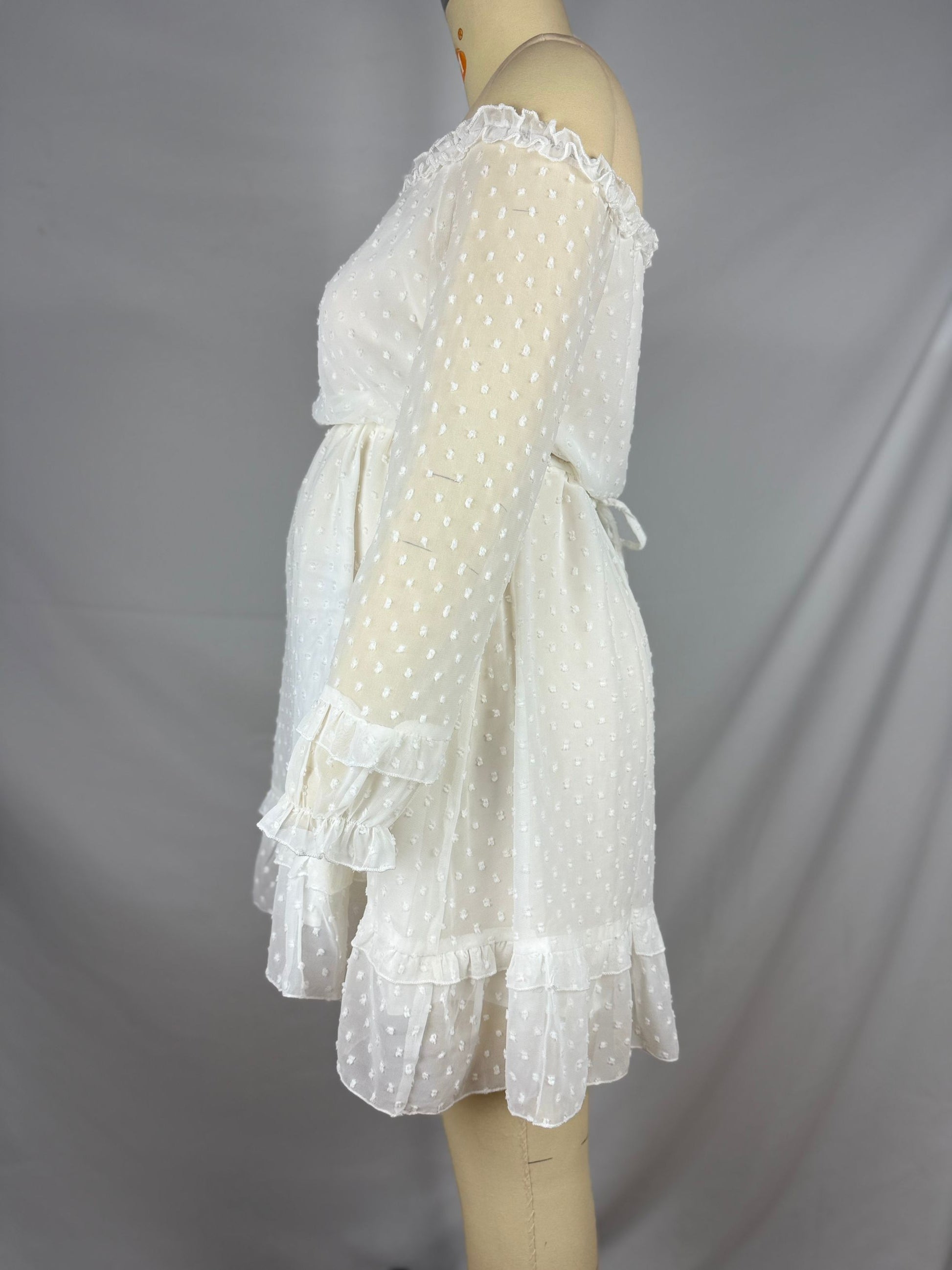 Beaumama robes courte grossesse ruchés froncées col bateau manchon de lanterne élégant femme enceinte