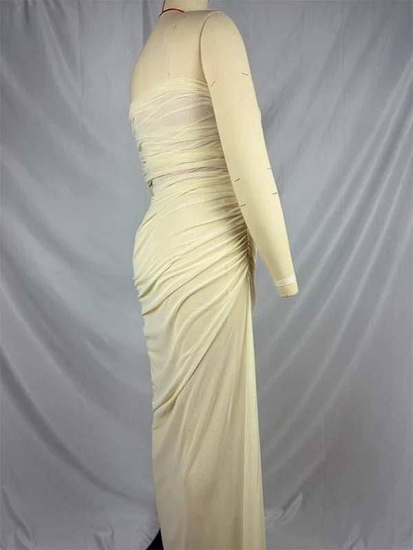 Beaumama robes photo longue grossesse chic tulle irrégulier fendu le côté épaule asymétrique femme enceinte