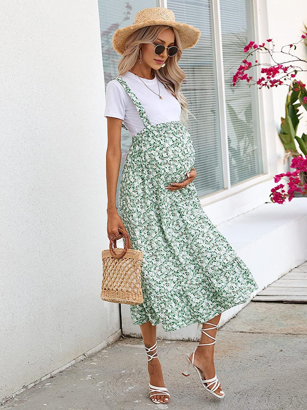 Beaumama jupe grossesse vacances imprimé fleurie volants strap femme enceinte