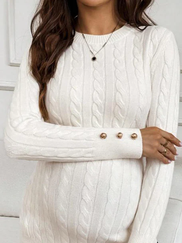 Beaumama pulls grossesse chic tricot torsadé boutonnage moulante élégant femme enceinte