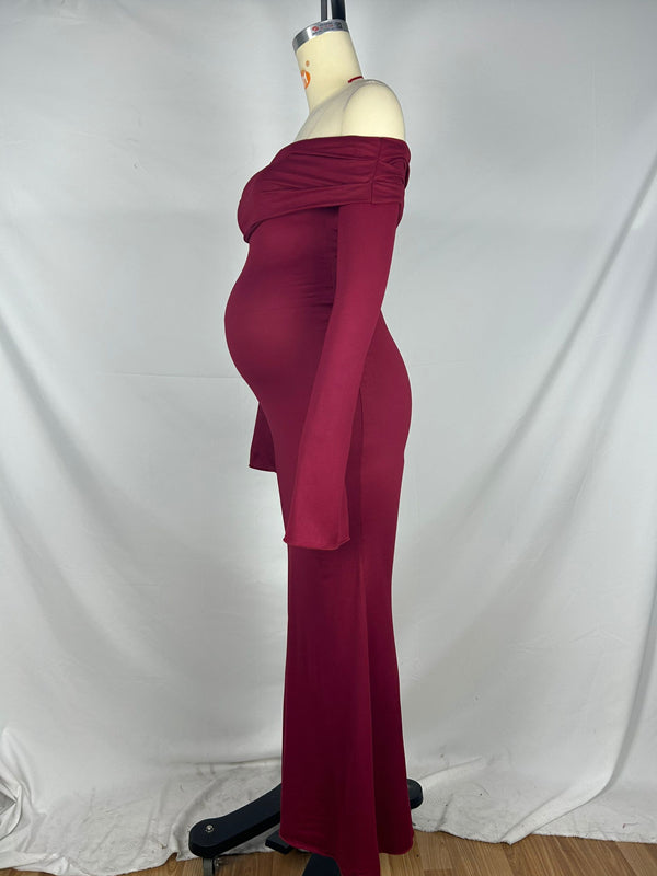 Beaumama robes longue grossesse élégant cérémonie dos nu sirene moulante épaule dénudée femme enceinte