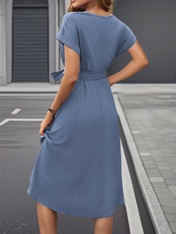 Beaumama robe mi-longue grossesse élégant travail ceinture rayé fluide femme enceinte