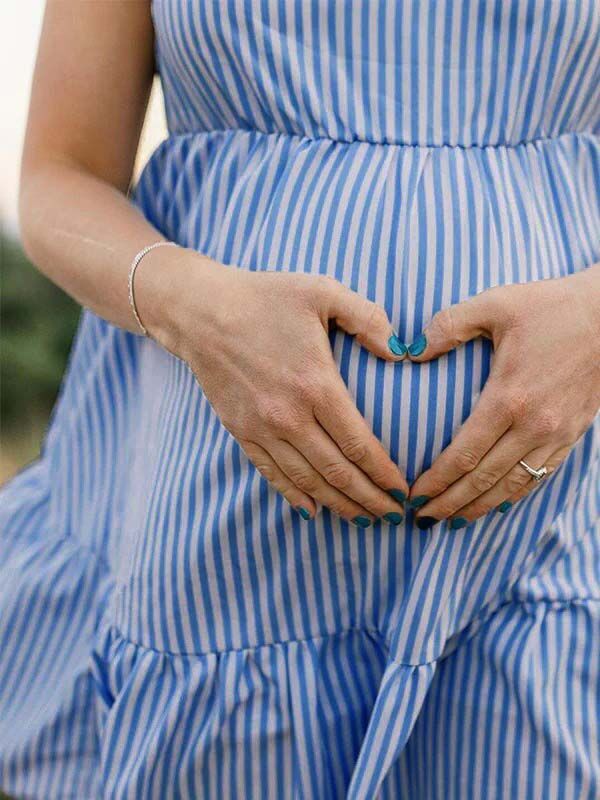 Robes courte de grossesse manches volantes-Bleu