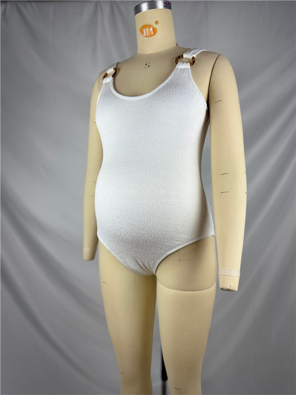 Beaumama maillot de bain une pièces grossesse chic plage moulante dos nu boucle femme enceinte