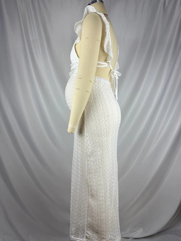 Beaumama robe longue grossesse élégant vacances volants moulante dos nu enceinte shooting babyshower femme enceinte