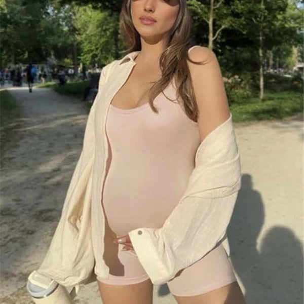 Beaumama combinaisons grossesse dos nu patineuse sport rose