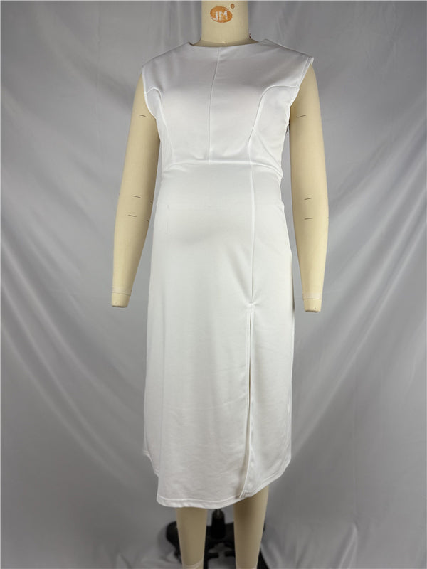 Beaumama robes mi-longue grossesse élégant chic moulante fendu le côté travail femme enceinte