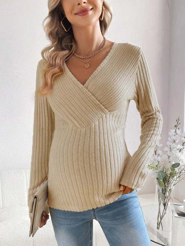 Beaumama pulls grossesse élégant casual tous les jours rayé épissage moulante femme enceinte