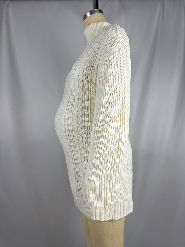Beaumama robe pulls courte grossesse casual simple rugueux tricot torsadé col roulé femme enceinte