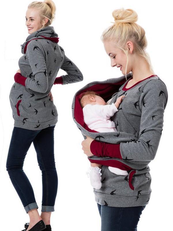 Beaumama sweatshirt allaitement poches zippée poches col roulé multifonctionnel femme