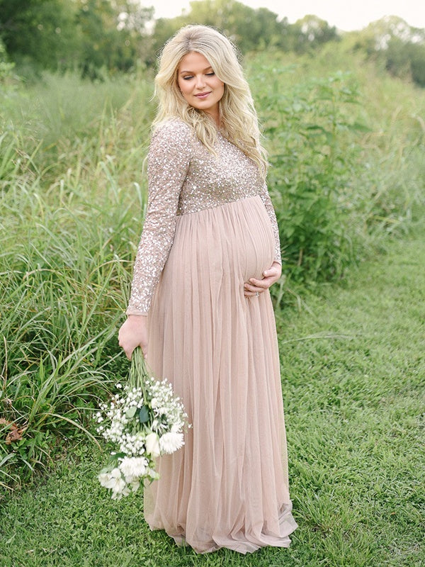 Beaumama robes shooting longue grossesse chic brillante paillette bouffante tutu femme enceinte