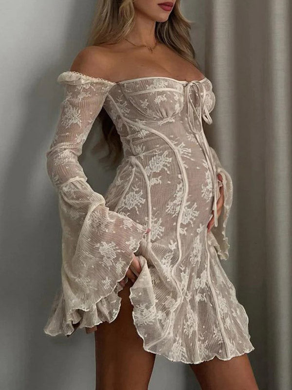 Beaumama robes courte grossesse cocktail cérémonie dentelle tulle fluide nœud manches trompette femme enceinte