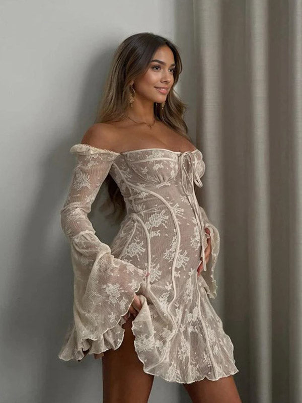Beaumama robes courte grossesse cocktail cérémonie dentelle tulle fluide nœud manches trompette femme enceinte