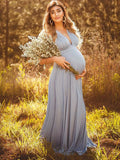 Beaumama robes photo longue grossesse élégant croisé dos fluide queue cérémonie femme enceinte