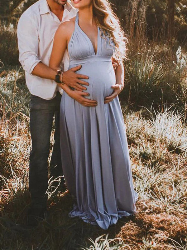 Beaumama robes photo longue grossesse élégant croisé dos fluide queue cérémonie femme enceinte