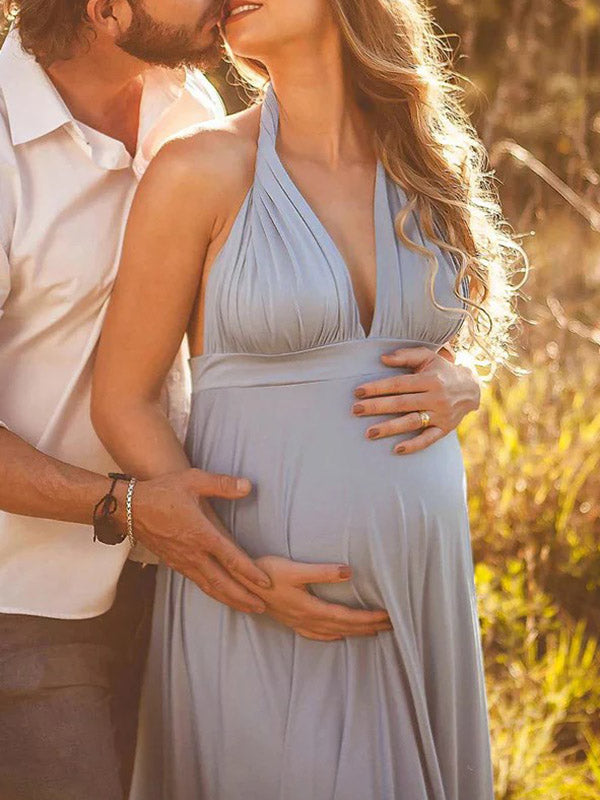 Beaumama robes photo longue grossesse élégant croisé dos fluide queue cérémonie femme enceinte
