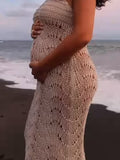 Beaumama robes photo longue grossesse bohème rugueux bord ondulé moulante plage femme enceinte