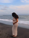 Beaumama robes photo longue grossesse bohème rugueux bord ondulé moulante plage femme enceinte