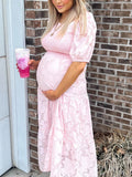 Beaumama robes longue grossesse élégant casual imprimé fleurie volants plissé fluide femme enceinte