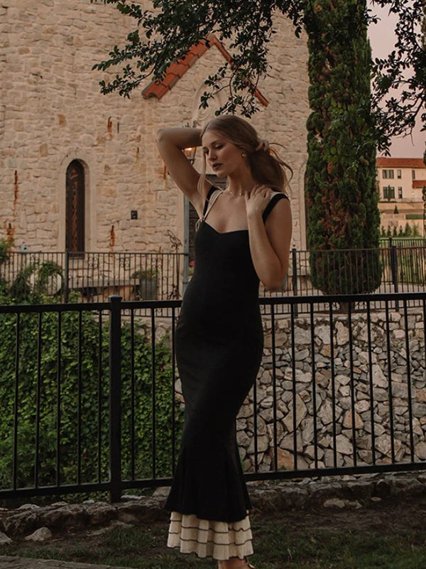 Beaumama robe longue grossesse élégant cocktail cérémonie volants moulante sirene couleur bloc femme enceinte