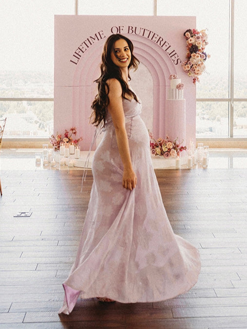 Beaumama robe baby shower longue grossesse fête prénatale cérémonie imprimé fleurie taille femme enceinte