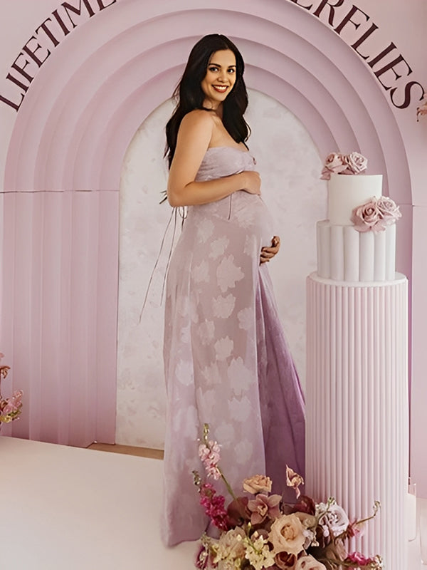 Beaumama robe baby shower longue grossesse fête prénatale cérémonie imprimé fleurie taille femme enceinte