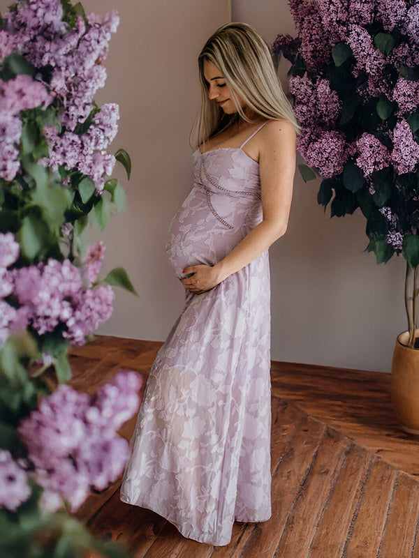 Beaumama robe baby shower longue grossesse fête prénatale cérémonie imprimé fleurie taille femme enceinte