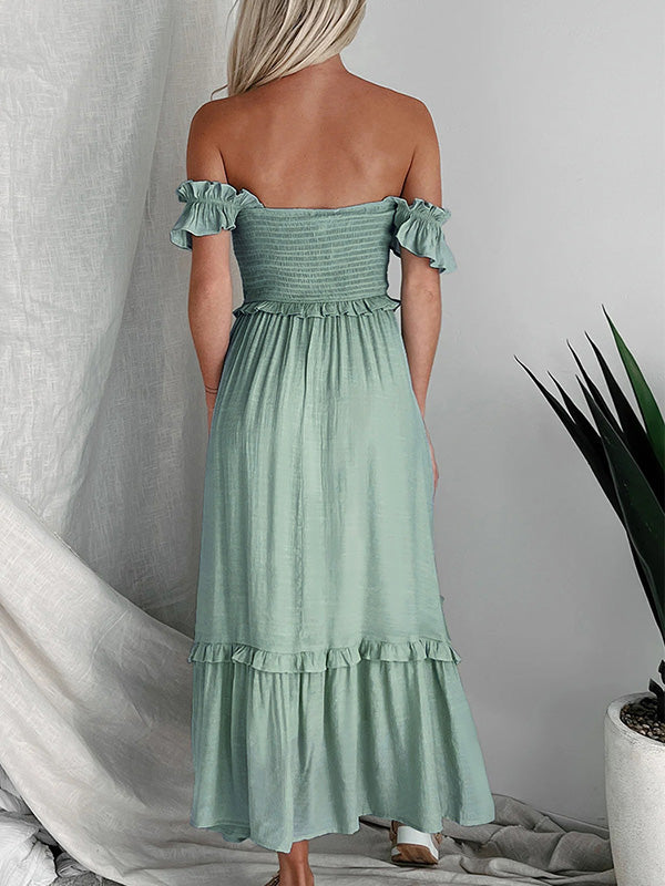 Beaumama robe longue grossesse bohème vacances fluide trapèze volants col bateau enceinte shooting femme enceinte