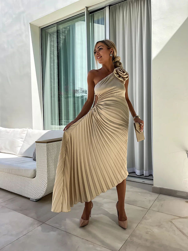 Beaumama robe longue grossesse élégant cocktail 3D fleurie plissé coulisse taille irrégulier femme enceinte