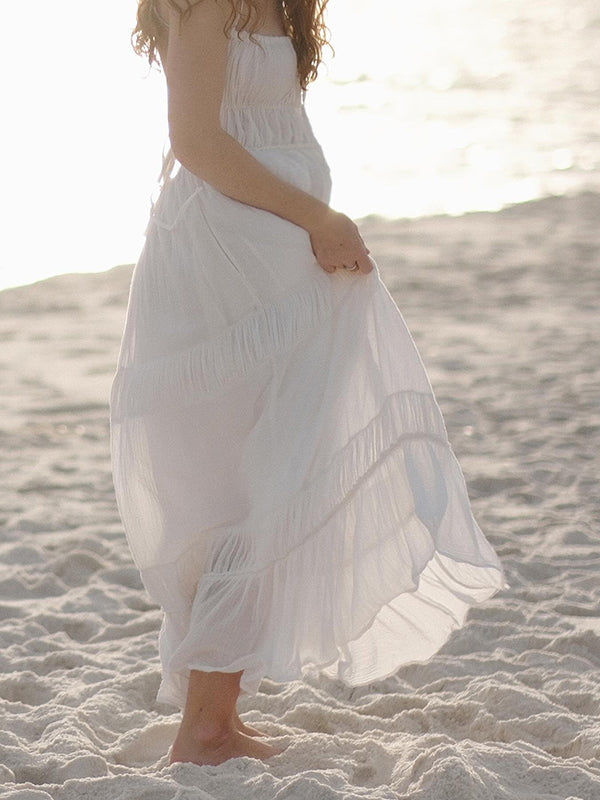 Beaumama robe longue grossesse bohème enceinte shooting croisé dos plissé épissage fluide coulisse taille femme enceinte