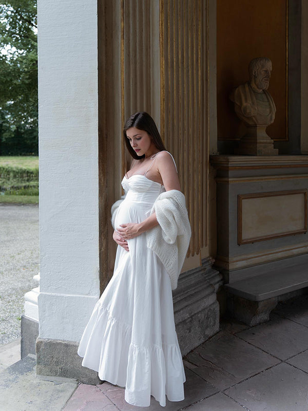 Beaumama robe longue grossesse élégant mariage cérémonie volants épissage spaghettiträger fluide femme enceinte