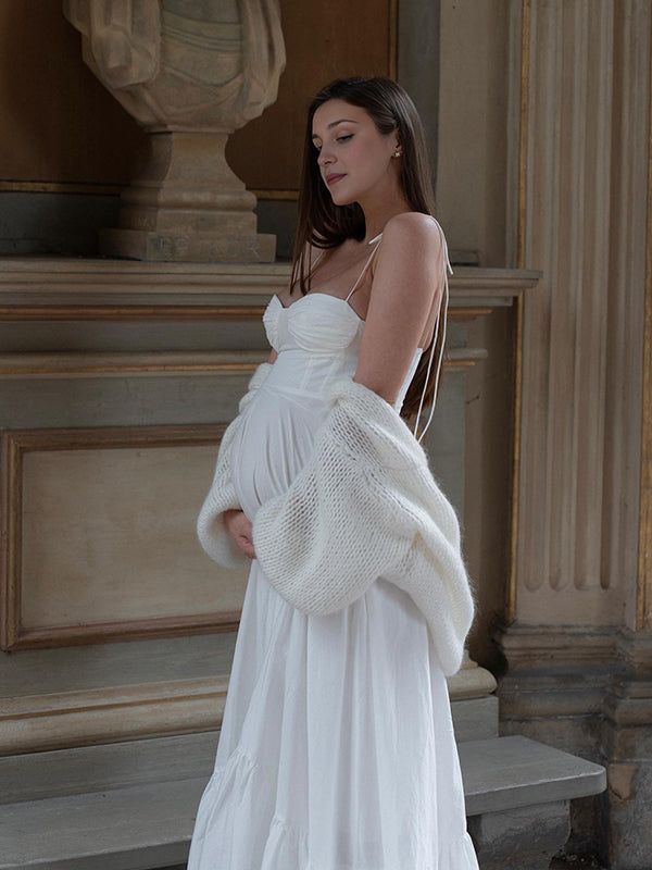 Beaumama robe longue grossesse élégant mariage cérémonie volants épissage spaghettiträger fluide femme enceinte