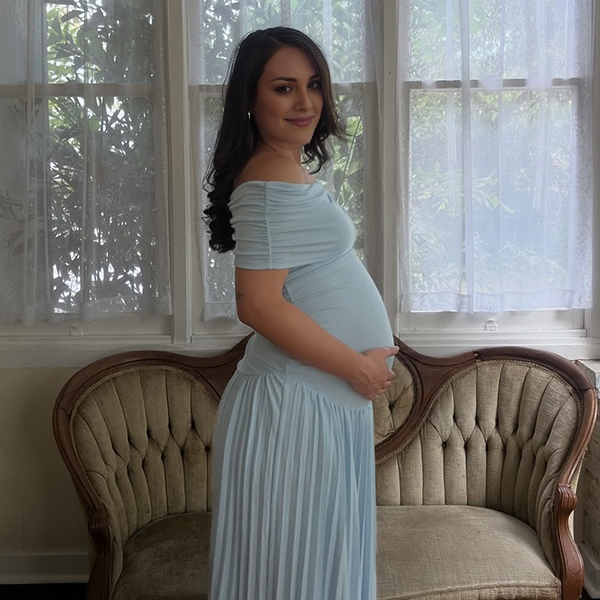 Beaumama robe babyshower garçon longue grossesse élégant cérémonie plissé moulante fluide col bateau femme enceinte