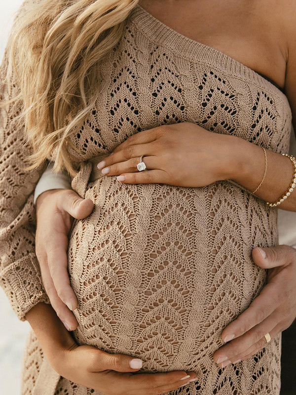 Beaumama robes longue grossesse asymétrique fendu le côté rugueux robes de séance photo femme enceinte