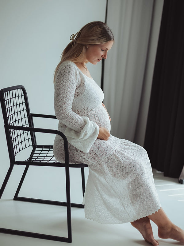 Beaumama robes longue grossesse élégant dentelle volants moulante enceinte shooting femme enceinte