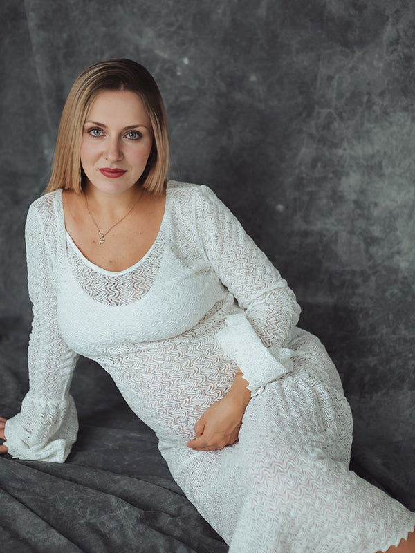 Beaumama robes longue grossesse élégant dentelle volants moulante enceinte shooting femme enceinte