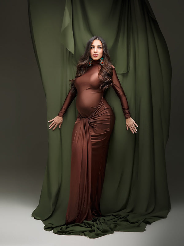Beaumama robes longue grossesse élégant cérémonie nœud fluide moulante femme enceinte