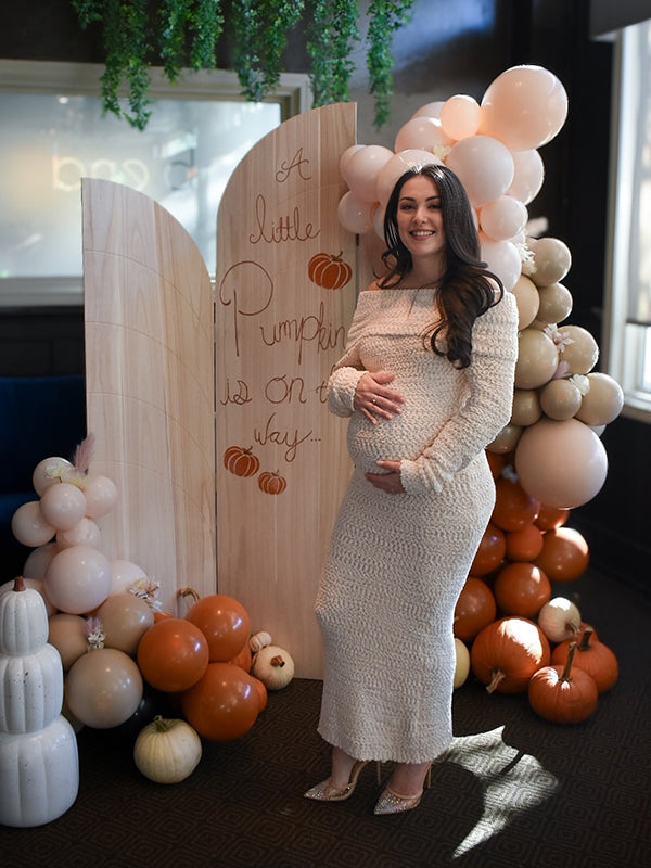 Beaumama robes longue grossesse élégant cérémonie crochet tricot moulante épaule dénudée femme enceinte