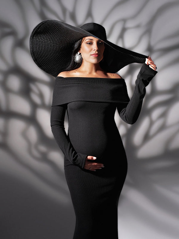 Beaumama robes longue grossesse élégant enceinte shooting épaule dénudée sirene moulante femme enceinte