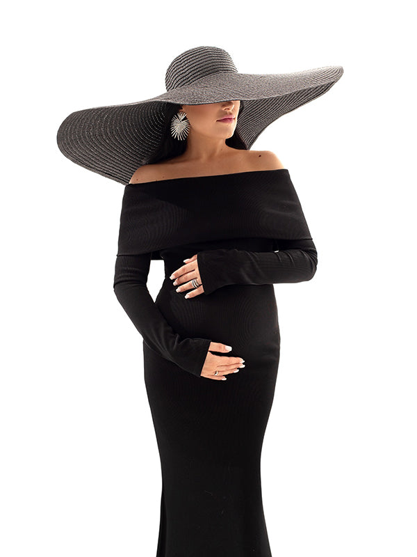Beaumama robes longue grossesse élégant enceinte shooting épaule dénudée sirene moulante femme enceinte