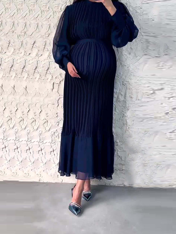 Beaumama robes longue grossesse élégant cocktail tulle plissé volants ceinture épissage femme enceinte