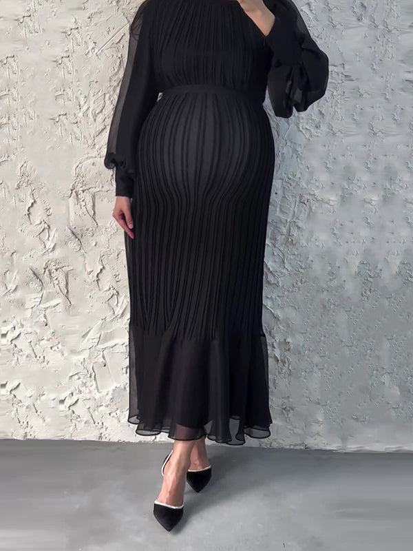 Beaumama robes longue grossesse élégant cocktail tulle plissé volants ceinture épissage femme enceinte