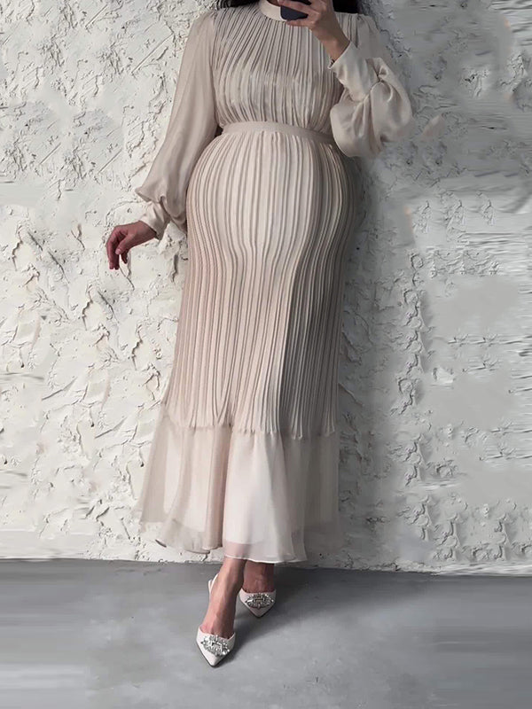 Beaumama robes longue grossesse élégant cocktail tulle plissé volants ceinture épissage femme enceinte
