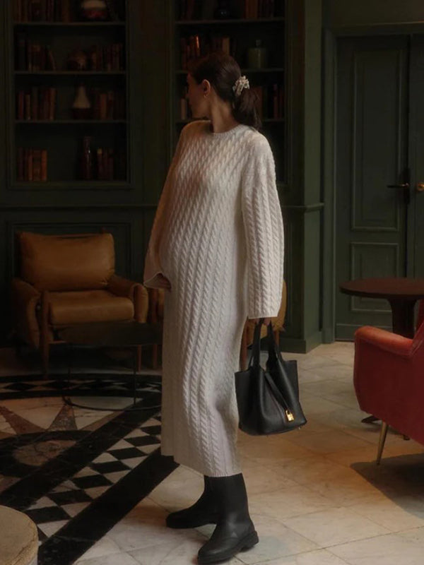 Beaumama robes pulls longue grossesse élégant casual tricot torsadé rayé femme enceinte