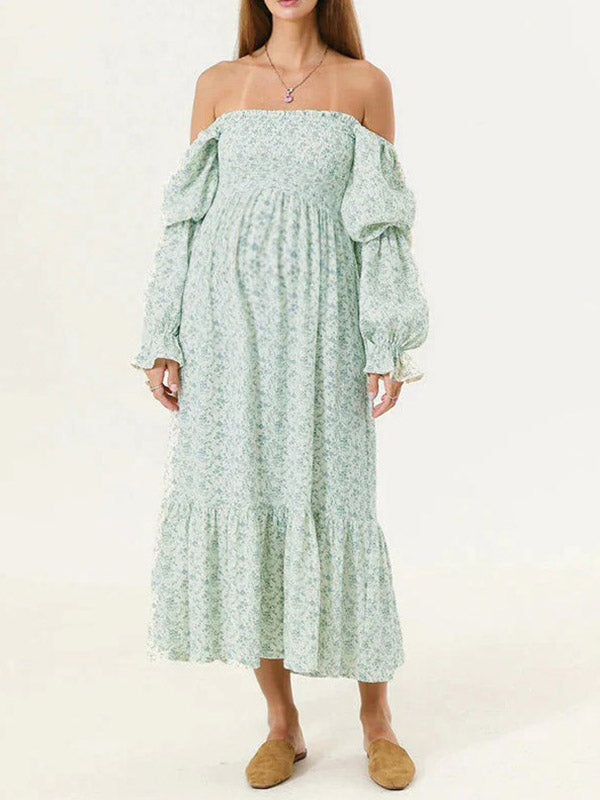 Beaumama robes photo longue grossesse élégant Bohème Manches bouffantes femme enceinte