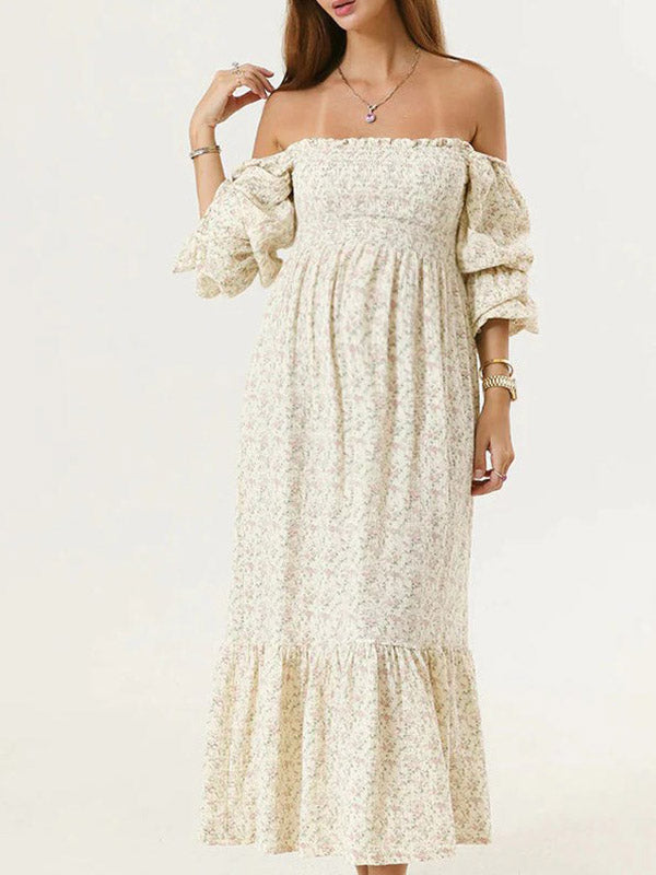 Beaumama robes photo longue grossesse élégant Bohème Manches bouffantes femme enceinte