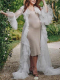 Beaumama robes photo longue grossesse mariée bouffante tutu volants queue transparent cache-maillots femme enceinte
